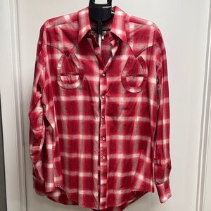 Rockmount Red Plaid Horseshoe Men's Shirt XL EUC